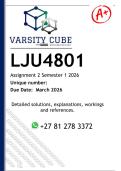 LJU4801 Assignment 2 &lpar;DETAILED ANSWERS&rpar; Semester 1 2026 - DISTINCTION GUARANTEED