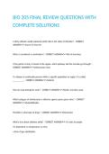 BIO 205 FINAL REVIEW QUESTIONS WITH COMPLETE SOLUTIONS