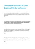 Clean Needle Technique &lpar;CNT&rpar; Exam Questions With Correct Answers