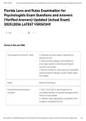 Florida Laws and Rules Examination for Psychologists Exam Questions and Answers &lpar;Verified Answers&rpar; Updated &lpar;Actual Exam&rpar; 20252026 LATEST VERSION&excl;&excl;