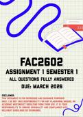 FAC2602 Assignment 1 &lpar;Quiz&rpar; Semester 1 Memo &vert; Due March 2026