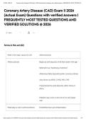 Coronary Artery Disease &lpar;CAD&rpar; Exam &vert;&vert; 2026 &lpar;Actual Exam&rpar; Questions with verified Answers &vert; FREQUENTLY MOST TESTED QUESTIONS AND VERIFIED SOLUTIONS &commat; 2026