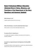 Basic Professional Military Education &lpar;Enlisted&rpar; Block 4 Roles&comma; Missions&comma; and Functions of the Department of the Navy Questions and Answers&vert; Updated