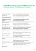 Certified Recovery Support Specialist CRSS Study Guide - A&plus; Guaranteed Success - Verified Questions and Answers