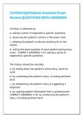 Certified Ophthalmic Assistant Exam Review QUESTIONS WITH ANSWERS