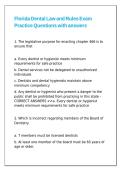 Florida Dental Law and Rules Exam Practice Questions with answers