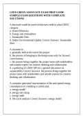LEED GREEN ASSOCIATE EXAM PREP GUIDE SAMPLE EXAM QUESTIONS WITH COMPLETE SOLUTIONS