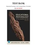Test Bank for Educational Psychology&colon; Active Learning Edition&comma; 15th edition by Anita Woolfolk&comma; Chapter 1-15 &vert; All Chapters 