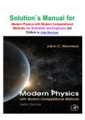 Solution&grave;s Manual for Modern Physics with Modern Computational Methods&colon; for Scientists and Engineers 3rd Edition by John Morrison isbn-9780128177907
