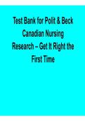 Test Bank for Polit & Beck Canadian Nursing Research &vert; Get It Right the First Time Q&A PDF 2026 Updated