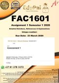 FAC1601 Assignment 1 &lpar;COMPLETE ANSWERS&rpar; Semester 1 2026 - DUE 23 March 2026