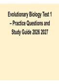 Evolutionary Biology Test 1 &vert; Practice Questions & Study Guide PDF 2026&ndash;2027 Updated