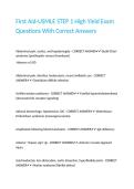 First Aid-USMLE STEP 1 High Yield Exam Questions With Correct Answers