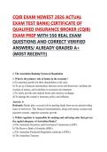 CQIB EXAM NEWEST 2026 ACTUAL  EXAM TEST BANK&vert; CERTIFICATE OF  QUALIFIED INSURANCE BROKER &lpar;CQIB&rpar;  EXAM PREP WITH 550 REAL EXAM  QUESTIONS AND CORRECT VERIFIED  ANSWERS&sol; ALREADY GRADED A&plus;  &lpar;MOST RECENT&excl;&excl;&rpar; 