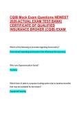 CQIB Mock Exam Questions NEWEST  2026 ACTUAL EXAM TEST BANK&vert;  CERTIFICATE OF QUALIFIED  INSURANCE BROKER &lpar;CQIB&rpar; EXAM