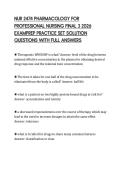 NUR 2474 PHARMACOLOGY FOR PROFESSIONAL NURSING FINAL 3 2026 EXAMPREP PRACTICE SET SOLUTION QUESTIONS WITH FULL ANSWERS