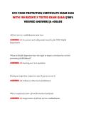 NYC FOOD PROTECTION CERTIFICATE EXAM 2026  WITH 190 RECENTLY TESTED EXAM QS&AS&vert;100&percnt;  VERIFIED ANSWERS&vert;A&plus;GRADE