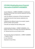 CFI CBCA Reading Business Financial Information EXAM WITH ANSWERS