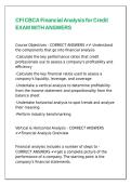 CFI CBCA Financial Analysis for Credit EXAM WITH ANSWERS