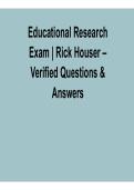 Educational Research Exam &ndash; Rick Houser &vert; Verified Questions & Answers PDF 2026 Updated
