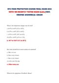NYC FOOD PROTECTION COURSE FINAL EXAM 2026 WITH 100 RECENTLY TESTED EXAM Qs&As&vert;100&percnt; VERIFIED ANSWERS&vert;A&plus;GRADE