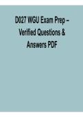 D027 WGU Exam Prep &vert; Verified Questions & Answers PDF 2026 Updated