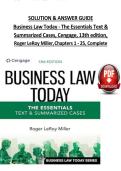 Business Law Today Essentials 13th Edition Solution Manual &vert; Roger LeRoy Miller &vert; Complete Chapters 1&ndash;25 &vert; Verified Answers &vert; 2026 Update