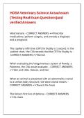 HOSA Veterinary Science Actual exam &lpar;Testing Real Exam Questions&rpar;and verified Answers