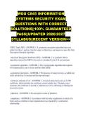WGU C845 INFORMATION SYSTEMS SECURITY EXAM QUESTIONS WITH CORRECT SOLUTIONS&vert;&vert;100&percnt; GUARANTEED PASS&vert;&vert;UPDATED 2026&sol;2027 SYLLABUS&vert;&vert;RECENT VERSION>>