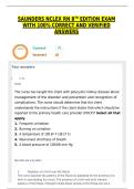 SAUNDERS NCLEX RN 8TH EDITION EXAM WITH 100&percnt; CORRECT AND VERIFIED ANSWERS