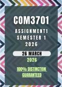 COM3701 Assignment 1 Semester 1 2026 MEMO &vert; DUE DATE 26 MARCH 2026