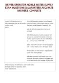 DRIVER OPERATOR MOBILE WATER SUPPLY EXAM QUESTIONS &vert;GUARANTEED ACCURATE ANSWERS &vert;COMPLETE