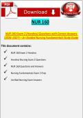 NUR 160 Exam 2 Questions with Answers &lpar;Hondros 2026&ndash;2027&rpar; &ndash; A&plus; Nursing Fundamentals Study Guide