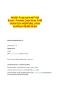  Health Assessment Final Exam Review Questions AND VERIFIED ANSWERS 100- GUARANTEED PASS&period;