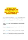 NUR 2180 Physical Assessment Cardiac QUIZ LATEST QUESTIONS AND VERIFIED ANSWERS 100- GUARANTEED PASS&period;