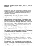 NCM 102 - HEALTH EDUCATION CHAPTER 1 PRELIM STUDY GUIDE
