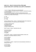 NCM 102 - HEALTH EDUCATION &lpar;PRELIMS&rpar; QUESTIONS WITH VERIFIED ACCURATE ANSWERS