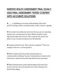 NUR2092 HEALTH ASSESSMENT FINAL EXAM 2 2026 FINAL ASSESSMENT TESTED CONTENT WITH ACCURATE SOLUTIONS