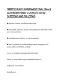 NUR2092 HEALTH ASSESSMENT FINAL EXAM 2 2026 REVIEW SHEET COMPLETE TESTED QUESTIONS AND SOLUTIONS