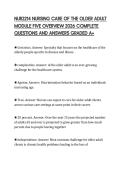 NUR2214 NURSING CARE OF THE OLDER ADULT MODULE FIVE OVERVIEW 2026 COMPLETE QUESTIONS AND ANSWERS GRADED A&plus;
