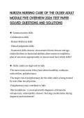 NUR2214 NURSING CARE OF THE OLDER ADULT MODULE FIVE OVERVIEW 2026 TEST PAPER SOLVED QUESTIONS AND SOLUTIONS