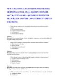 NEW YORK MENTAL HEALTH COUNSELOR &lpar;MHC&rpar;  LICENSING ACTUAL EXAM 2026&sol;2027 COMPLETE  ACCURATE EXAM REAL QUESTIONS WITH WELL  ELABORATED ANSWERS&period; &lpar;100&percnt; CORRECT VERIFIED SOLUTIONS&rpar; 
