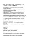 NCM 102 HEALTH EDUCATION QUESTIONS WITH VERIFIED ACCURATE ANSWERS