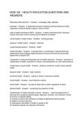 NCM 102 - HEALTH EDUCATION QUESTIONS AND ANSWERS