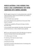 NUR2513 MATERNAL CHILD NURSING FINAL EXAM A 2026 COMPREHENSIVE TEST PAPER QUESTIONS WITH VERIFIED ANSWERS