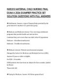 NUR2513 MATERNAL CHILD NURSING FINAL EXAM A 2026 EXAMPREP PRACTICE SET SOLUTION QUESTIONS WITH FULL ANSWERS