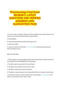 Pharmacology Final Exam REVIEW LATEST QUESTIONS AND VERIFIED ANSWERS 100- GUARANTEED PASS&period;