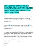 EDPNA ENROLLED DISABILITY PAYMENT NAVIGATOR ACTUAL EXAM WITH COMPLETE QUESTIONS AND VERIFIED ANSWERS FULL SOLUTION GRADED A&plus;