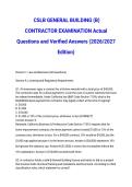  CSLB GENERAL BUILDING &lpar;B&rpar; CONTRACTOR EXAMINATION Actual Questions and Verified Answers &lpar;2026&sol;2027 Edition&rpar;