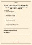 Michigan Building Inspector License Exam ACTUAL Exam ALL QUESTIONS AND CORRECT ANSWERS LATEST UPDATE THIS YEAR